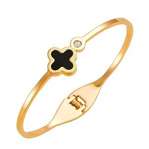 Gold and Black Clover Bracelet